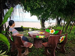 Tables along the riverside